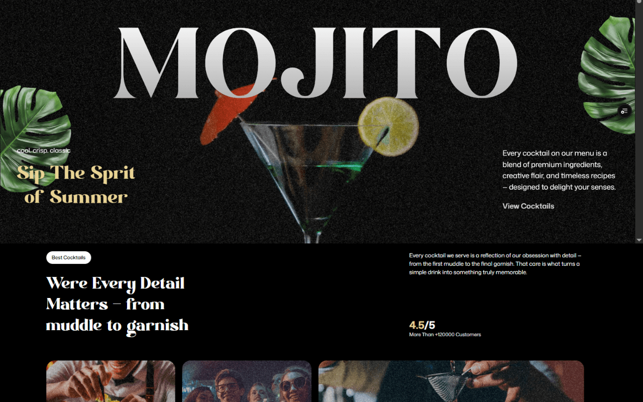 Hero section with scroll animation sequence